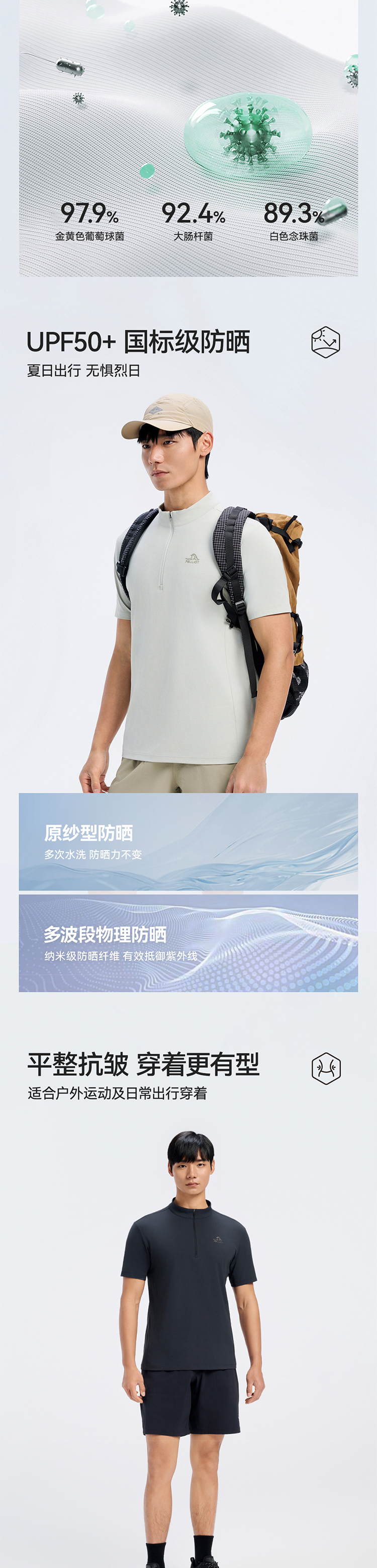 伯希和 男款户外速干防晒T恤 详情图 3