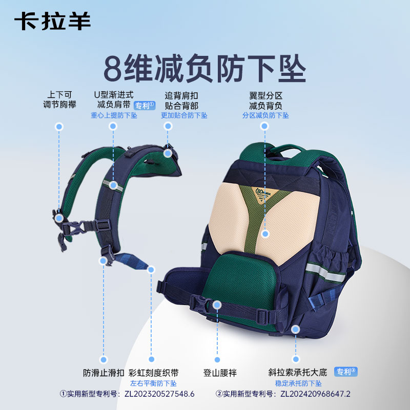 卡拉羊 御风系列防下坠减负云朵书包（小学生） 图片 5