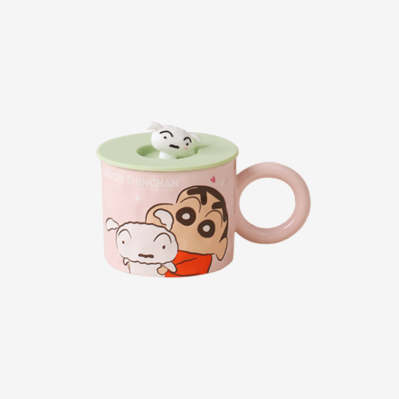蜡笔小新带盖大耳马克杯