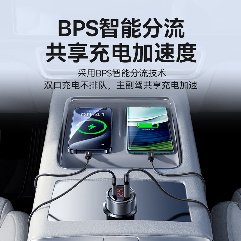 倍思 魔力系列数显智能双快充车充 图片 4