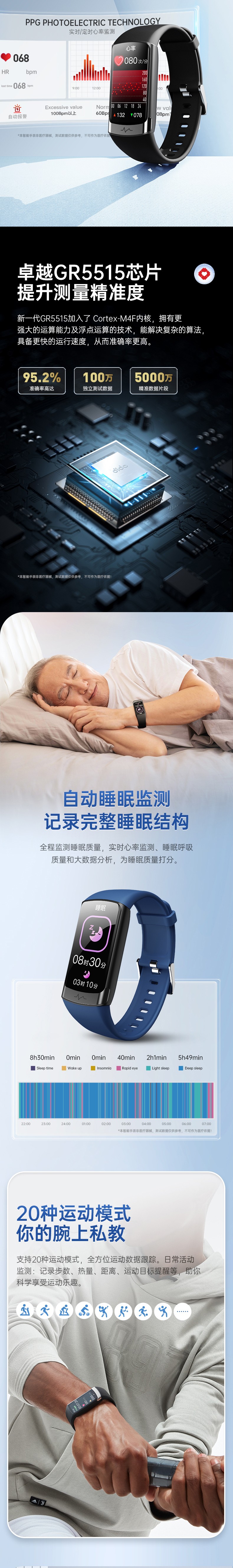 DIDO F50S血压血糖监测智能手环 详情图 4