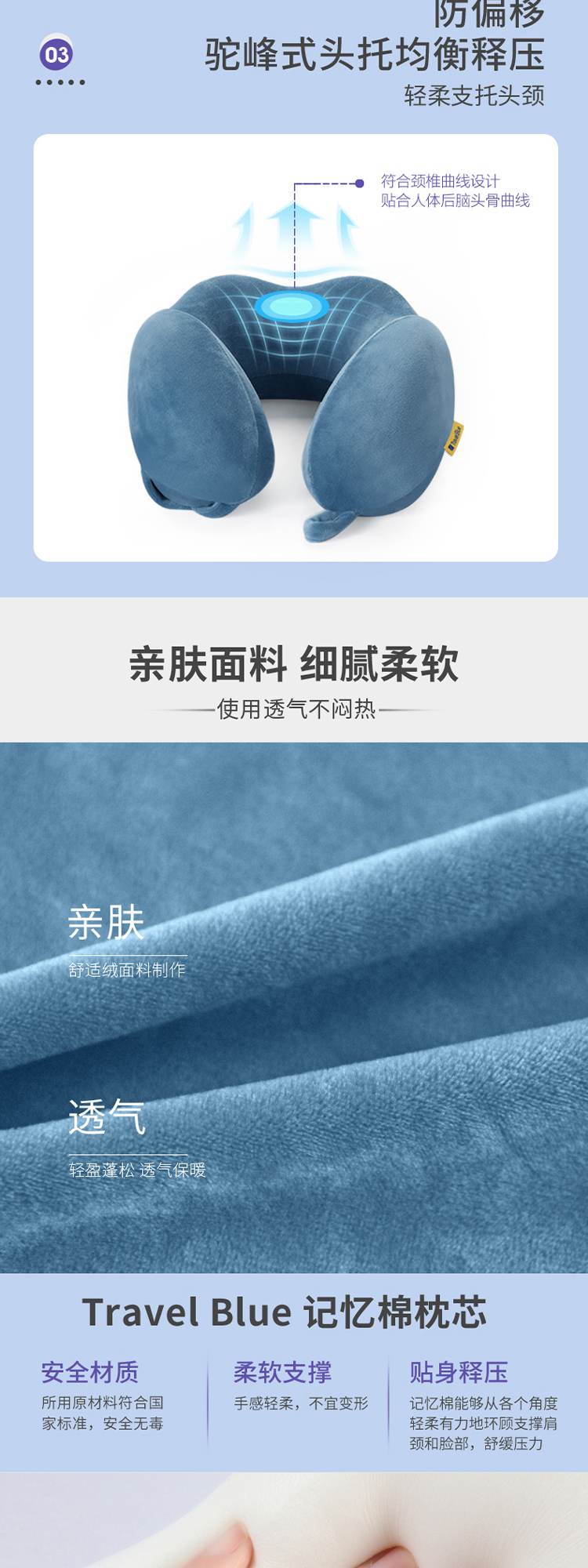 蓝旅 可收纳记忆棉U型枕 详情图 5