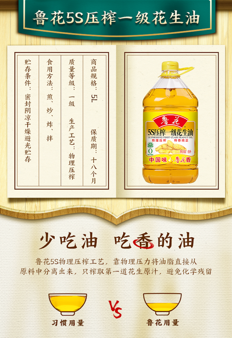 5S压榨一级花生油（5L） 图片 1