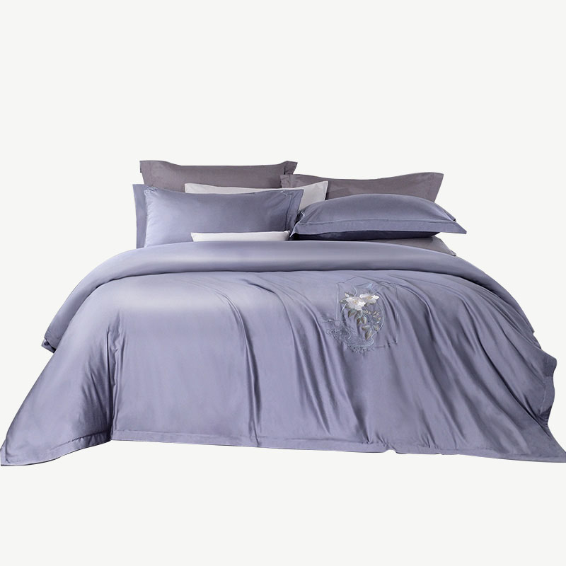 富安娜 抑菌毓秀贡缎四件套-瓷·风清