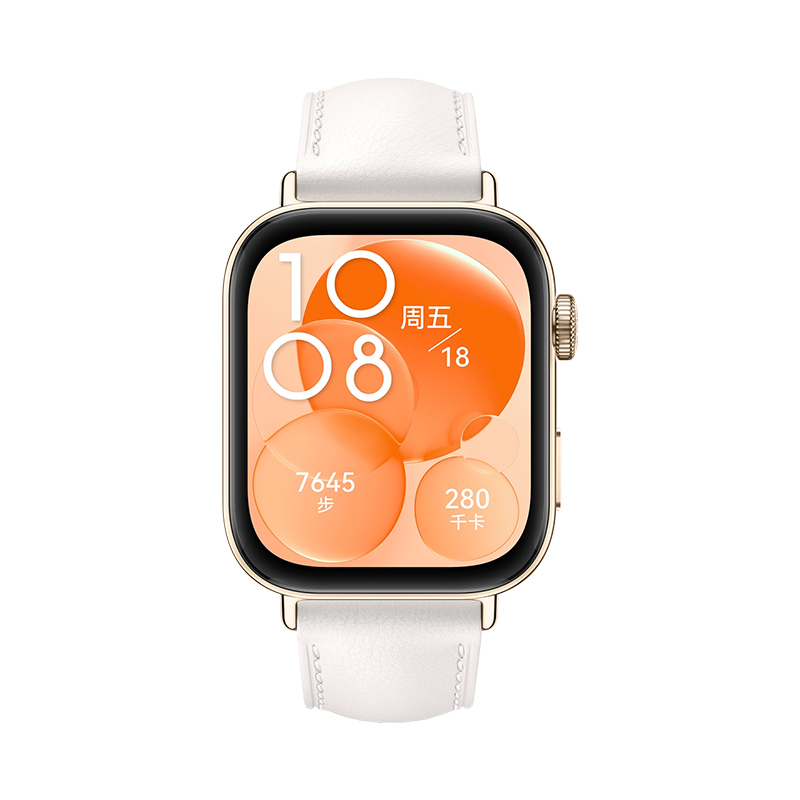 HUAWEI WATCH FIT 3 珍珠白 真皮表带 图片 1