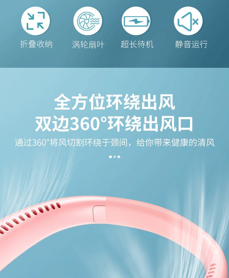 颐电无叶挂脖风扇 详情图 3