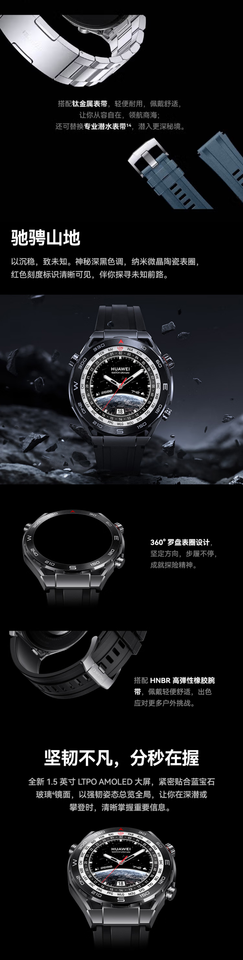 HUAWEIWATCH ULTIMATE黑色丁腈橡胶表带 详情图 4