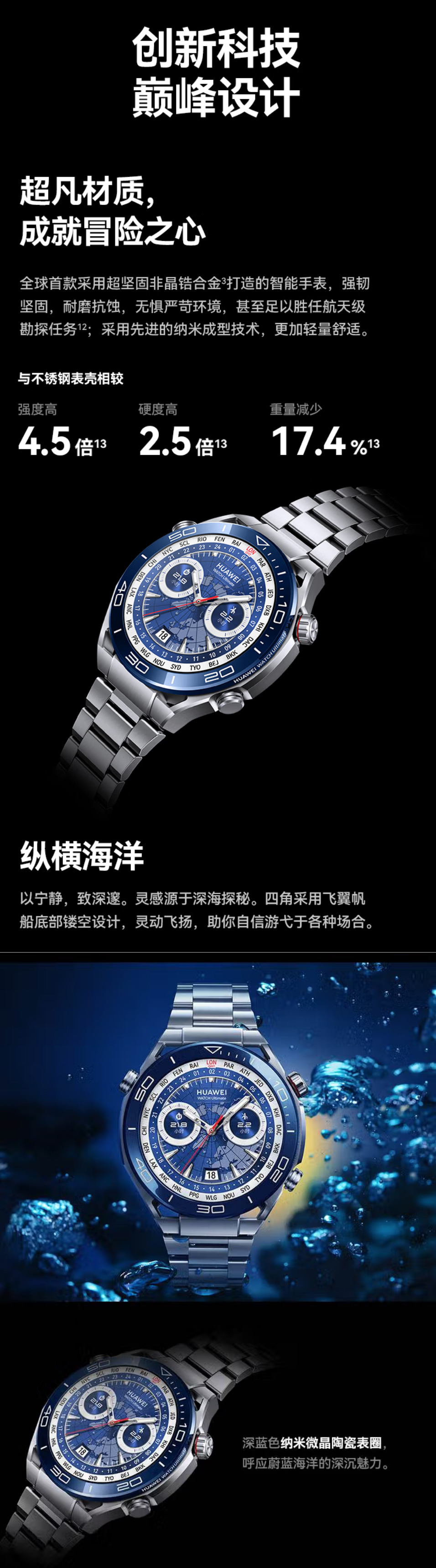 HUAWEIWATCH ULTIMATE黑色丁腈橡胶表带 详情图 3