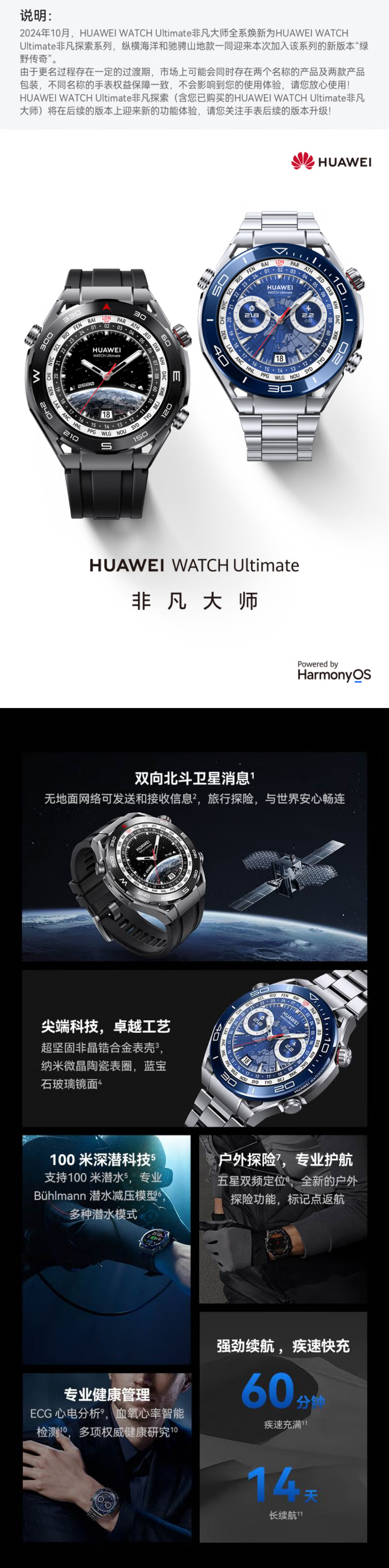 HUAWEIWATCH ULTIMATE黑色丁腈橡胶表带 详情图 2